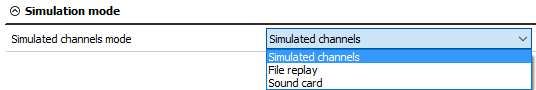 Simulated channels mode selection Simulated channels mode selection