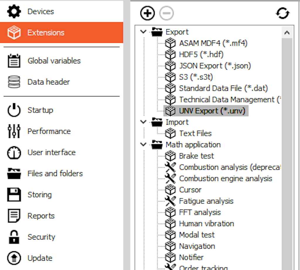Dewesoft extension list