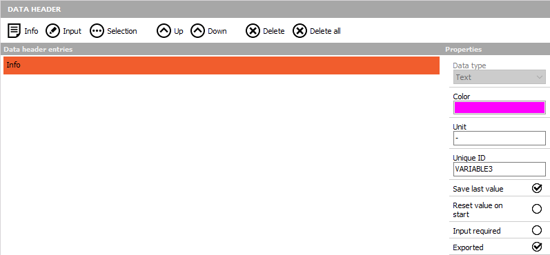 Data header info field Data header info field