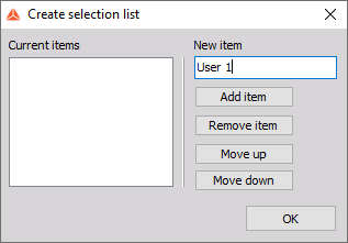 Add item to the selection list Add item to the selection list