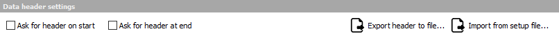 Data header settings Data header settings