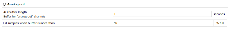 Analog out settings Analog out settings