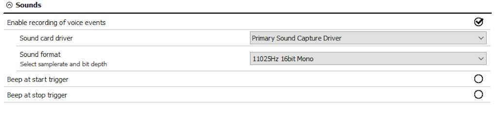 Settings for voice events