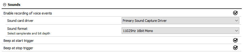 Voice event settings example Voice event settings example