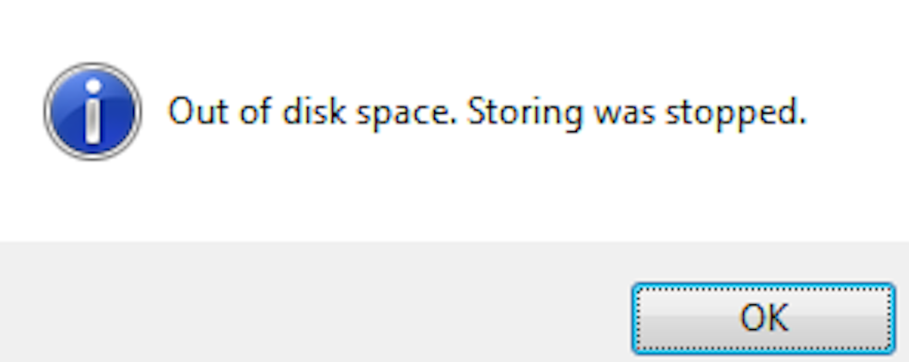 Out of disk space