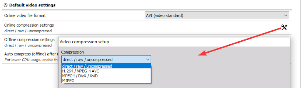 Video compression options