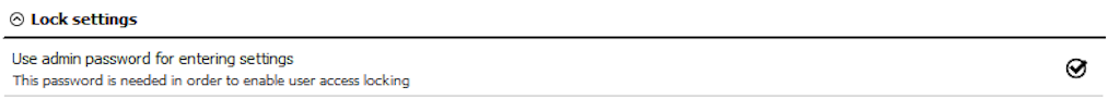 Password for entering settings