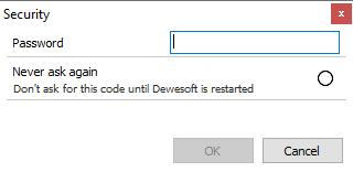 Enter password for settings Enter password for settings