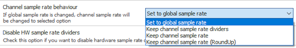 Channel sample rate behavior