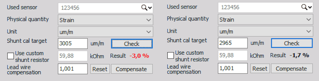 Shunt calibration error limit