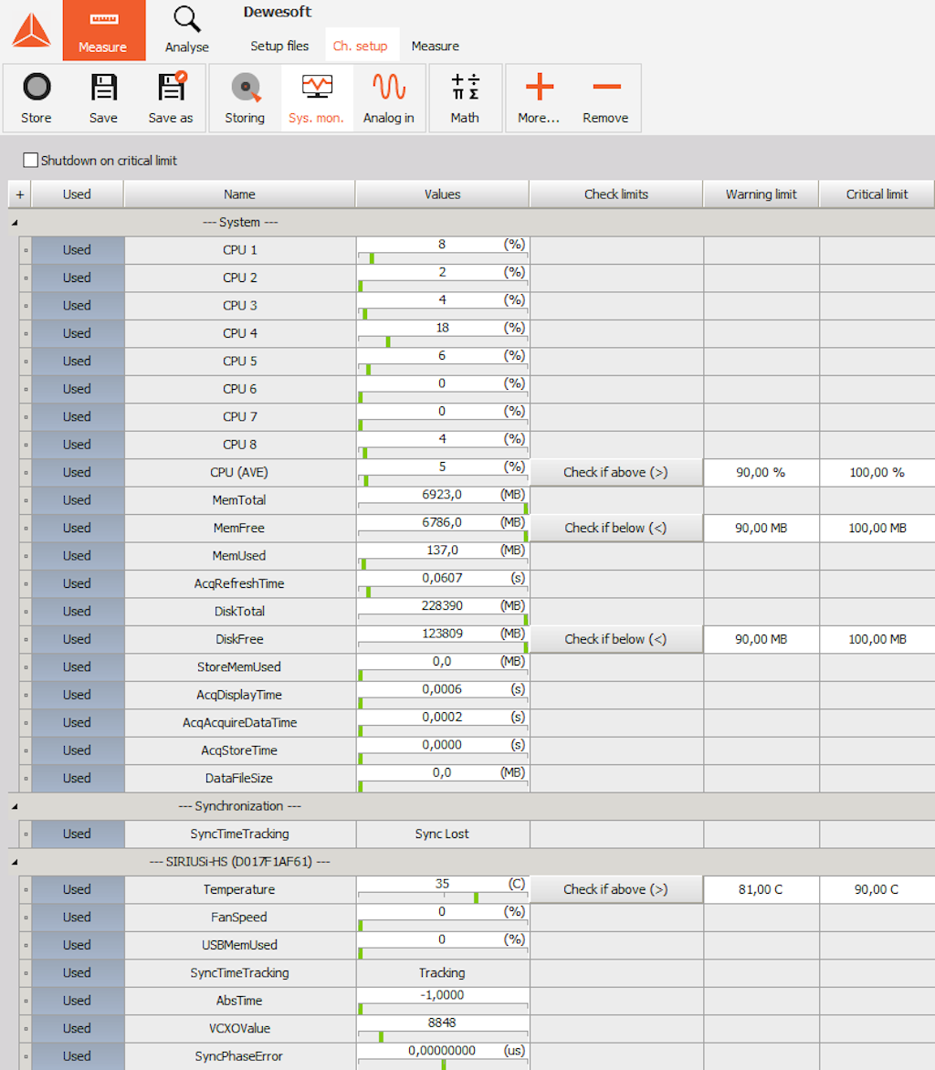 Dewesoft system monitor