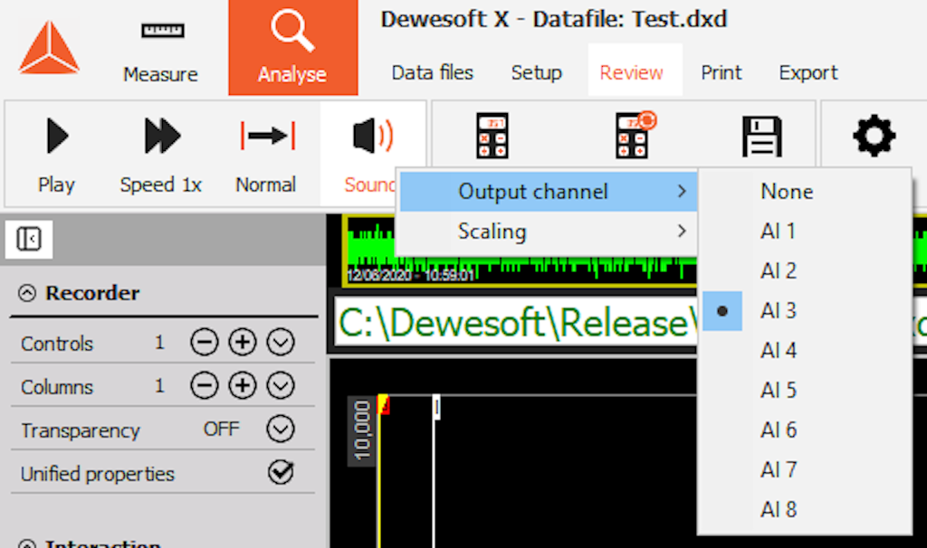 Default output channel example