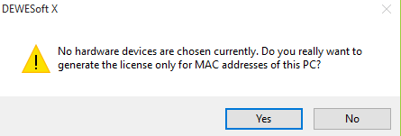 If there are no DAQ devices connected to the computer, the license is generated only for MAC addresses of the PC If there are no DAQ devices connected to the computer, the license is generated only for MAC addresses of the PC