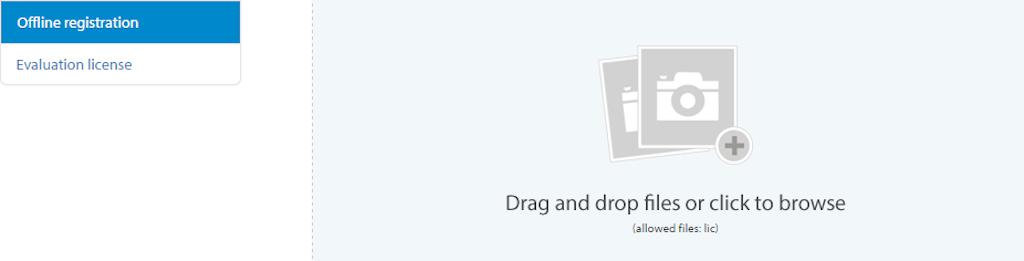 Drop created license file on Dewesot's registration page