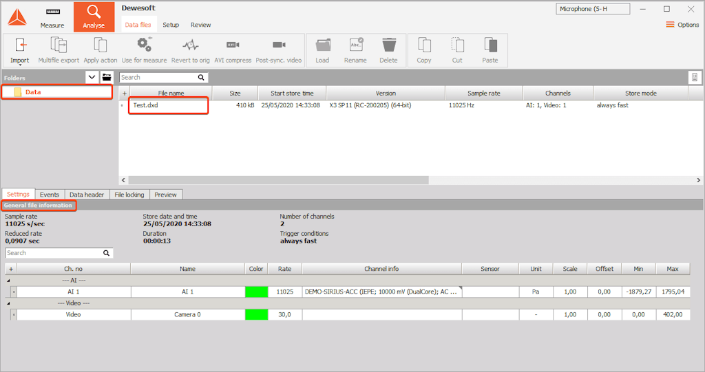 Measurement data Measurement data
