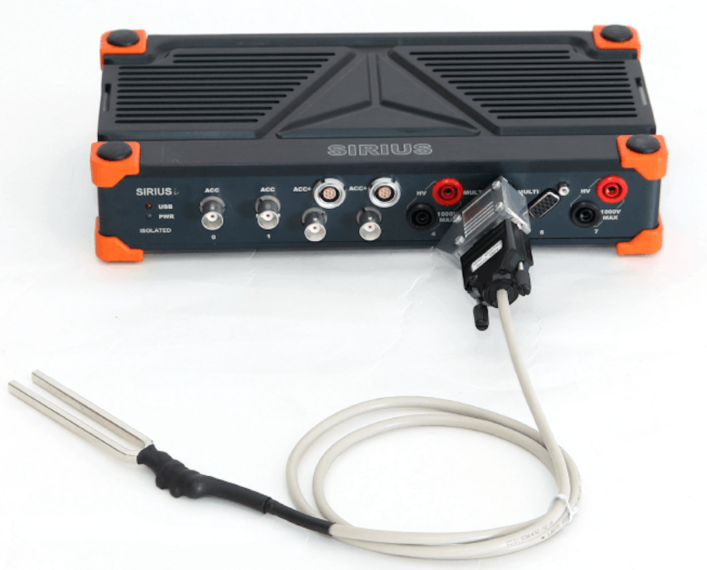 Tuning forks with strain gage coupled to the SIRIUS device