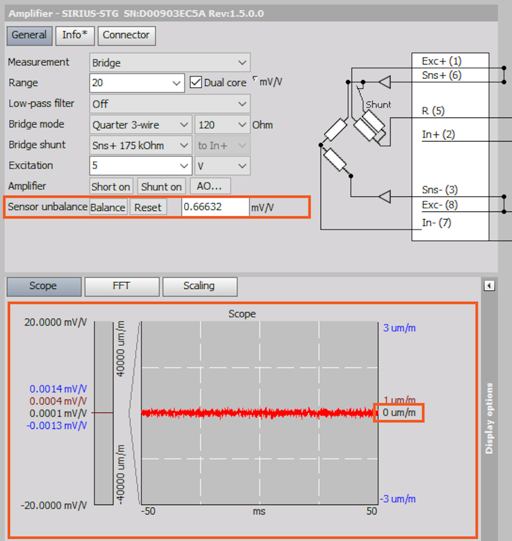 Click on the Balance button to balance sensors before the measurement