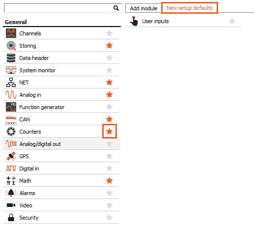 Add Counters module as favorite Add Counters module as favorite