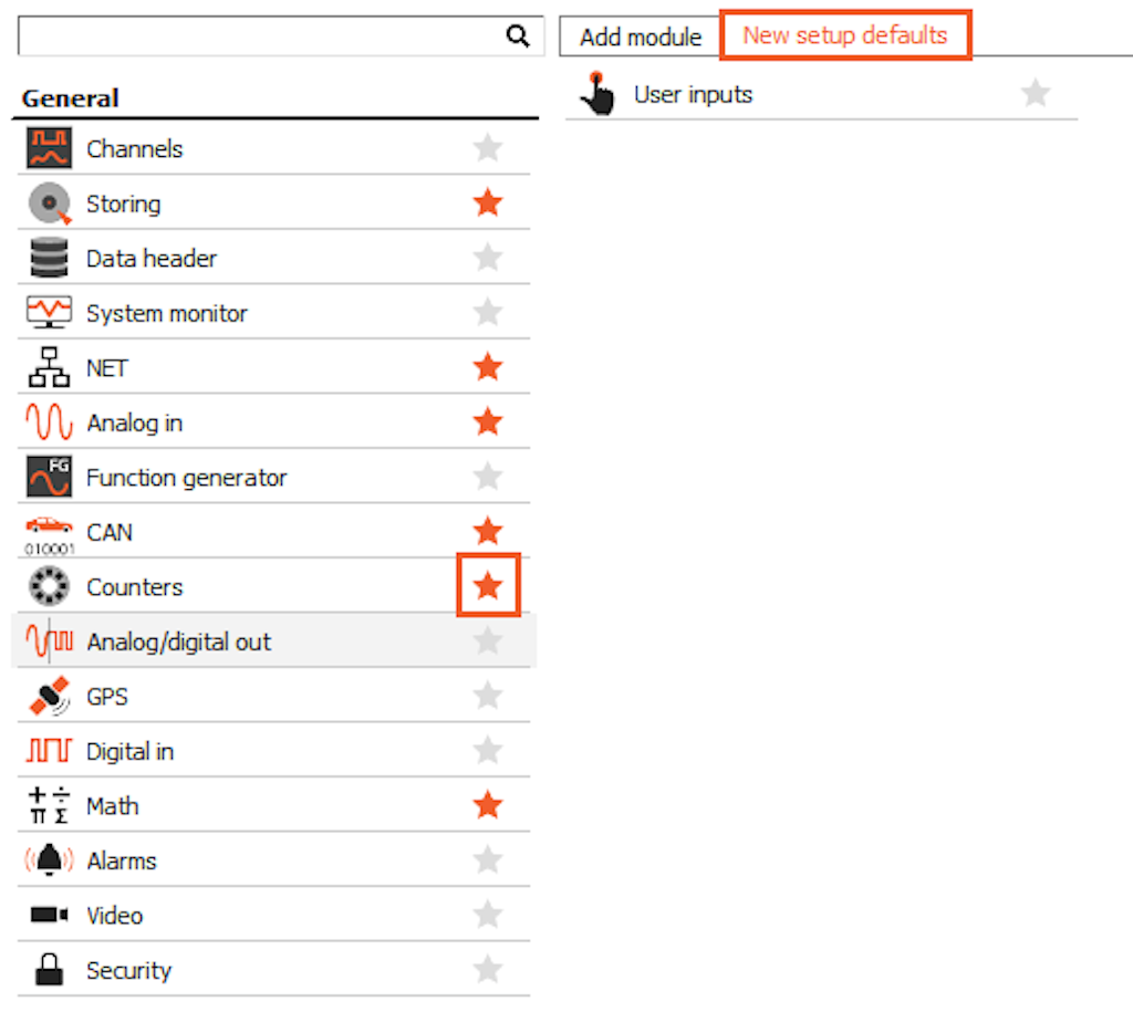 Add Counters module as favorite