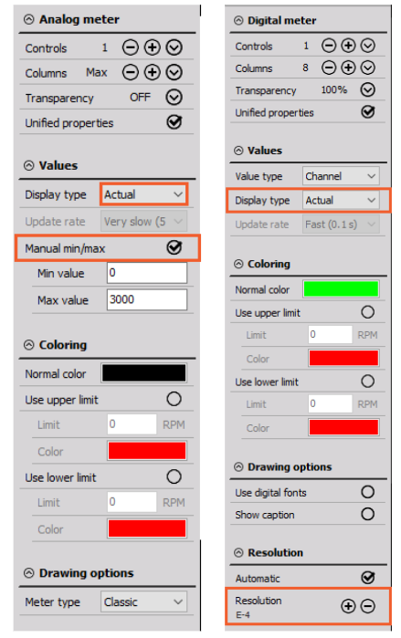 Properties for Analog and Digital meter Properties for Analog and Digital meter