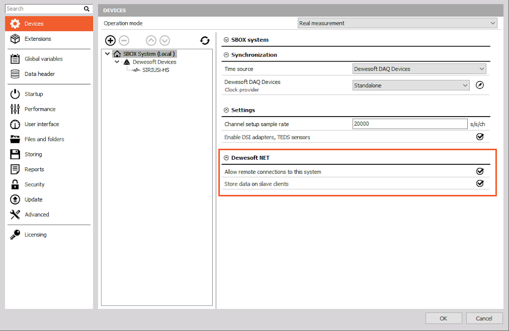 Enable 'Allow remote connection to this system' on a measurement unit side to set up a slave client