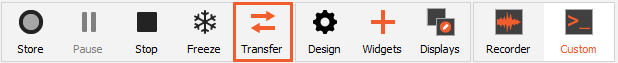In case you are storing data on the measuring unit, you will be able to see the Transfer button as you will stop storing the measurement In case you are storing data on the measuring unit, you will be able to see the Transfer button as you will stop storing the measurement