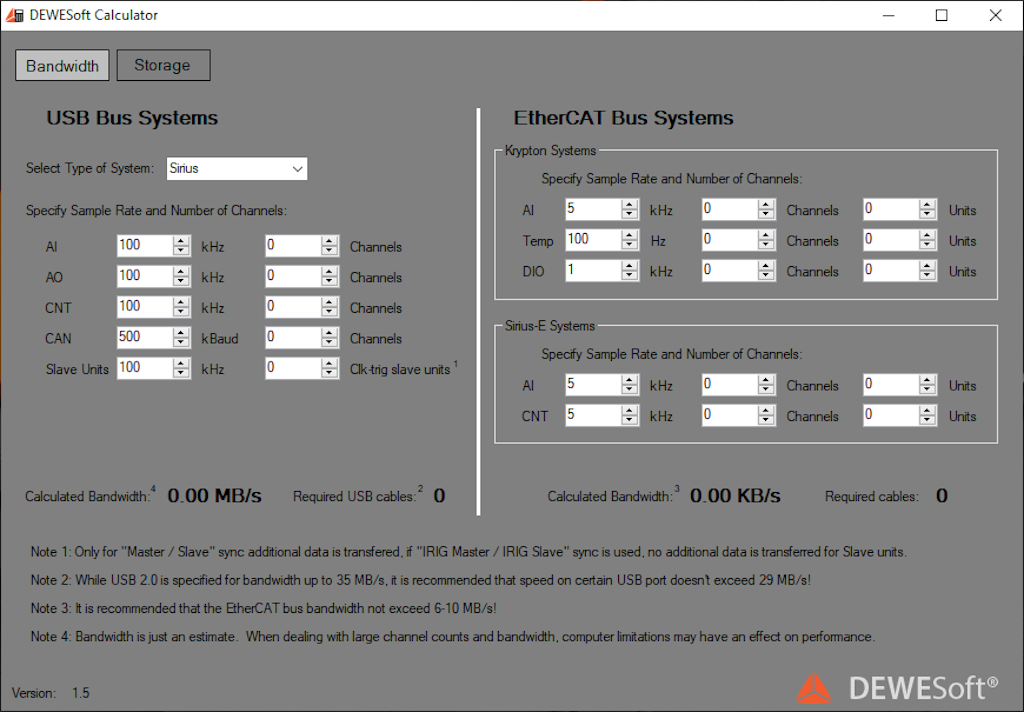 Dewesoft calculator