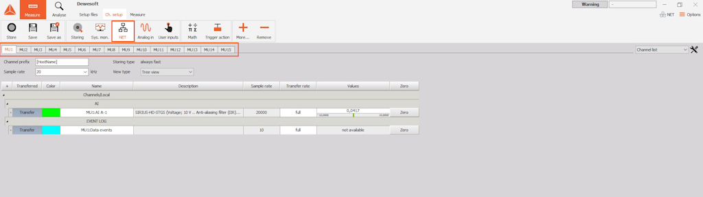 We have 15 measurement units connected over the Dewesoft NET We have 15 measurement units connected over the Dewesoft NET