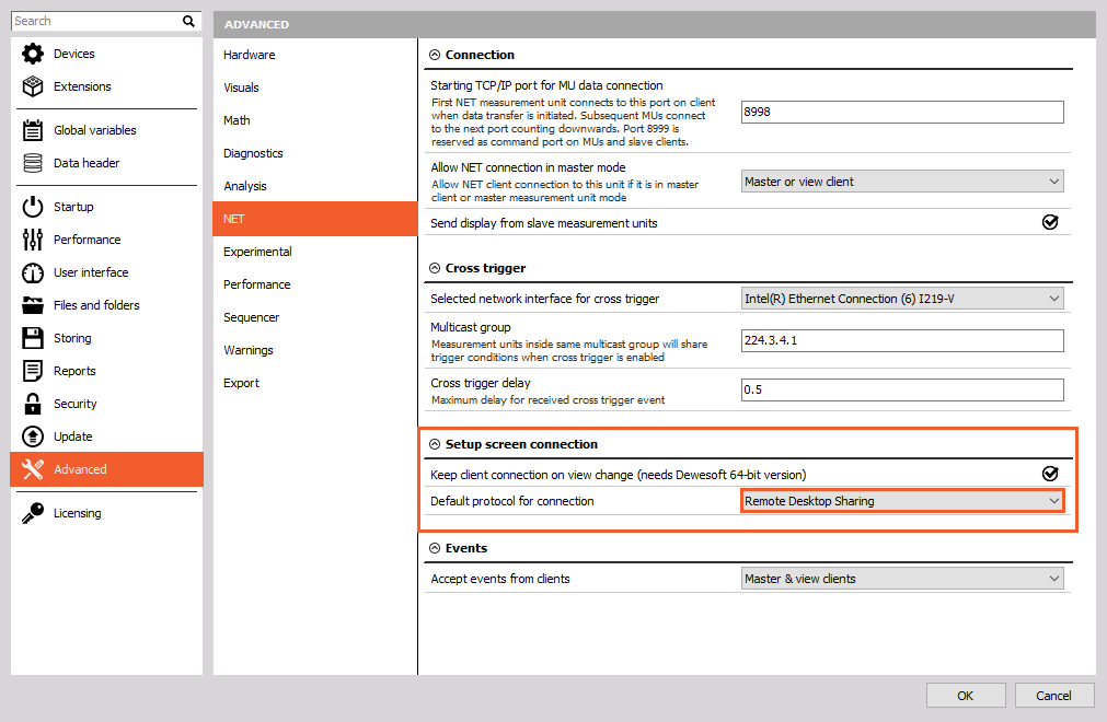 Set the Remote Desktop Sharing if you want to simply connect to the measurement unit anytime Set the Remote Desktop Sharing if you want to simply connect to the measurement unit anytime