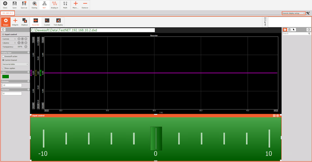 Remote display setup on a measurement unit, with the selected measurement unit's channels displayed Remote display setup on a measurement unit, with the selected measurement unit's channels displayed