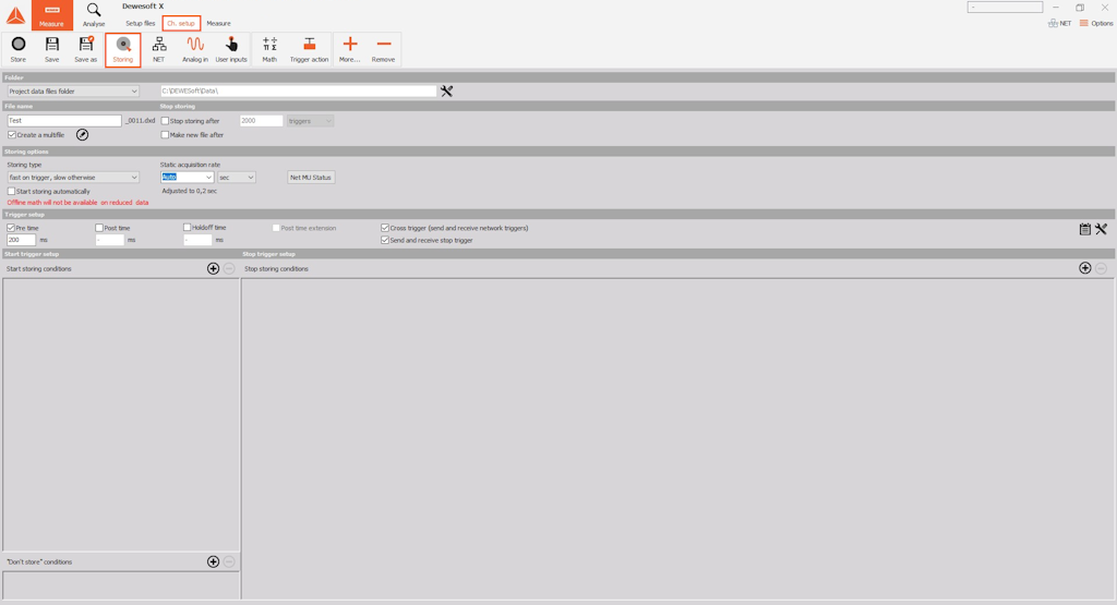 Enter the Storing settings on the master client Enter the Storing settings on the master client