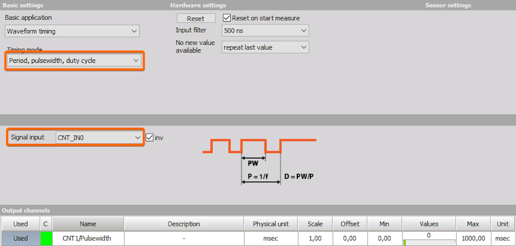 Pulsewidth setup