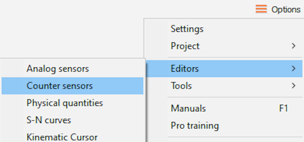 Path to Counter sensor editor