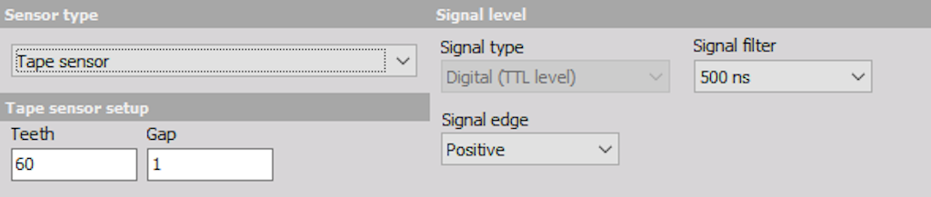 Tape sensor settings