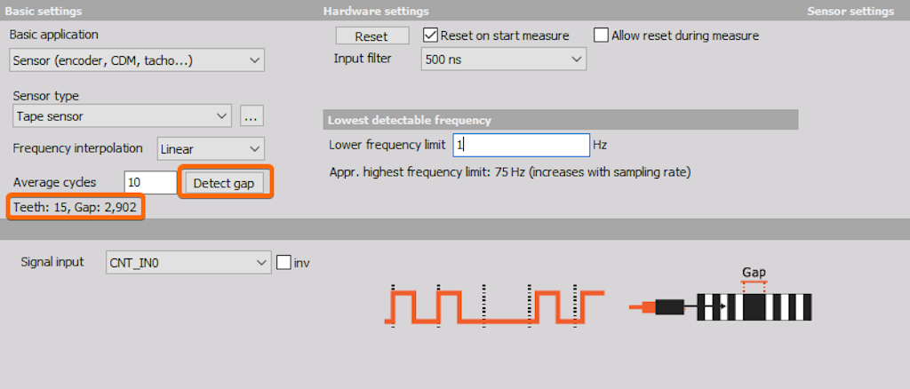 Detecting the correct gap of a tape sensor