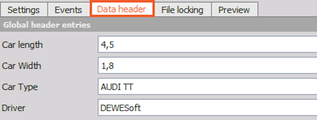 Data header info