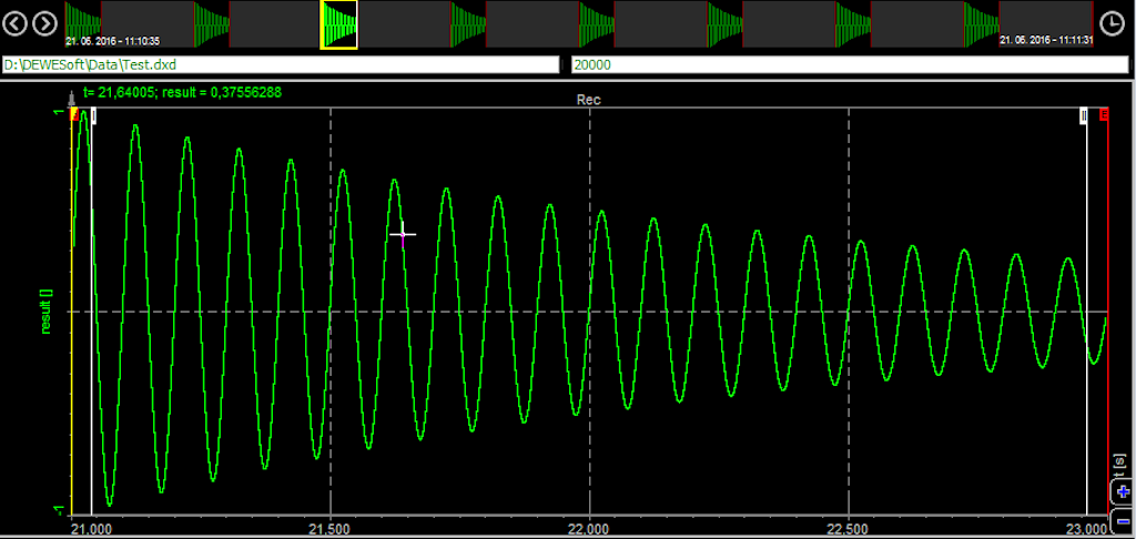 Move through the triggered data with arrows