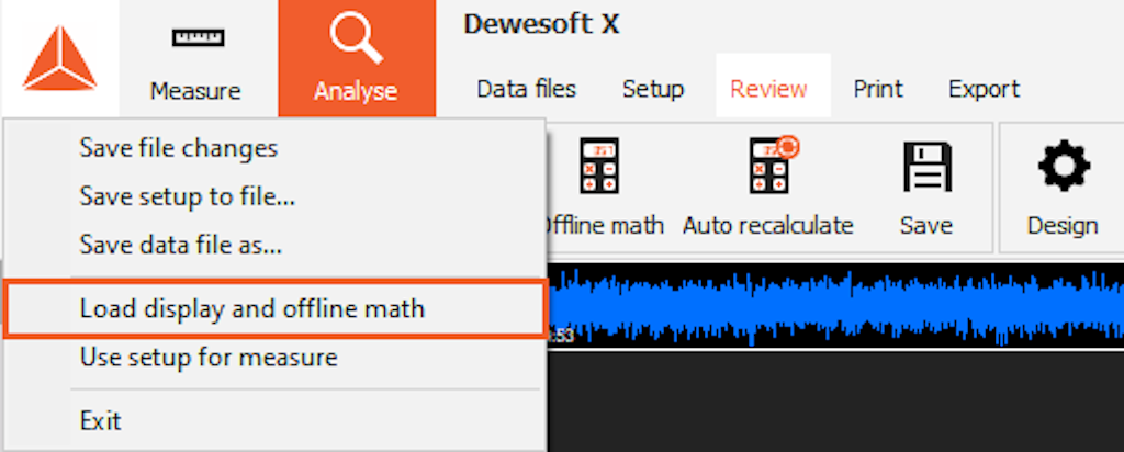 Load display and offline math on a single data file