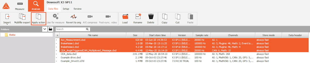 Apply action to multiple files Apply action to multiple files