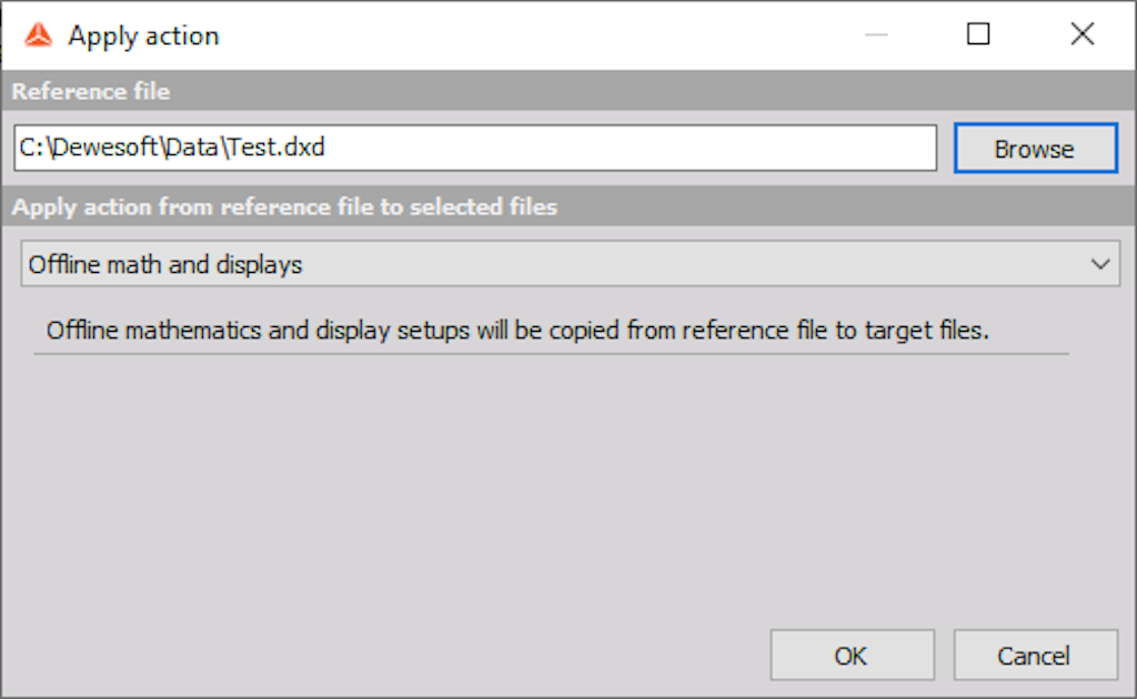Select the original setup or data file with the defined offline math