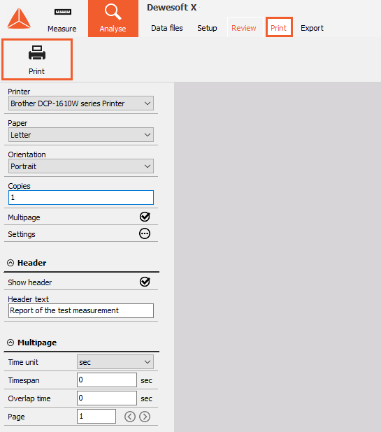Print settings Print settings
