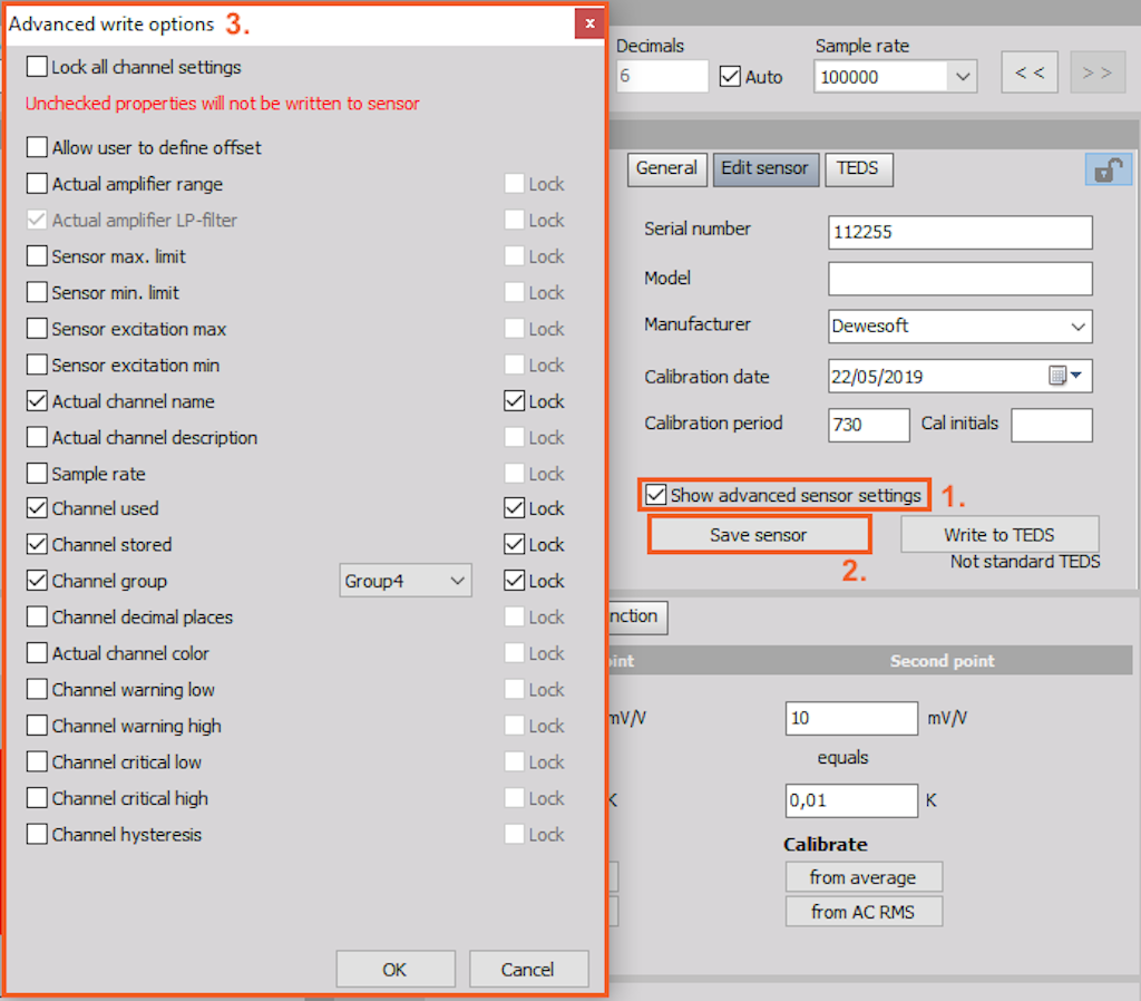 Enable 'Show advanced sensor settings', click 'Save sensor' and define desired advanced write options