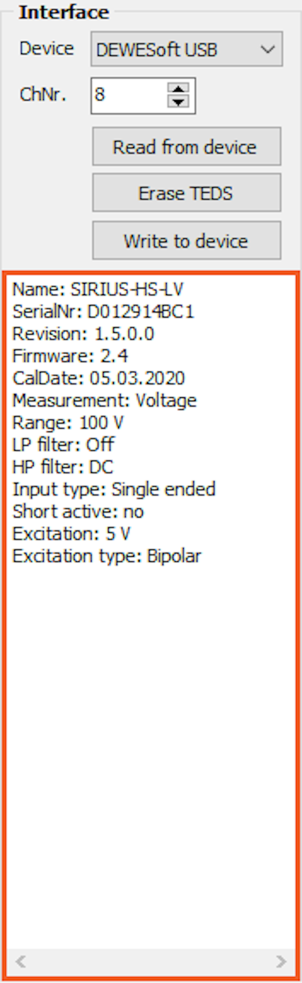Information about the amplifier