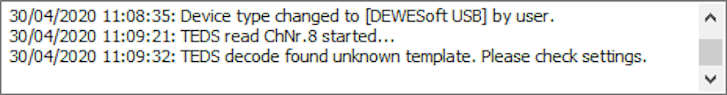 Actions made in TEDS editor