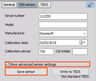 Enable Advanced sensor settings Enable Advanced sensor settings