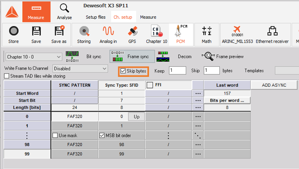 Skip bytes allows you to set a number of bytes to keep and skip Skip bytes allows you to set a number of bytes to keep and skip