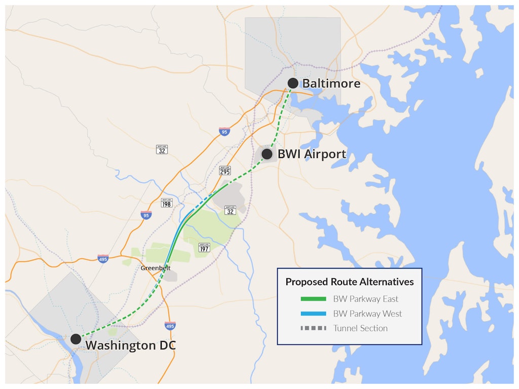 America’s busy northeast corridor, the section between Washington DC and Baltimore