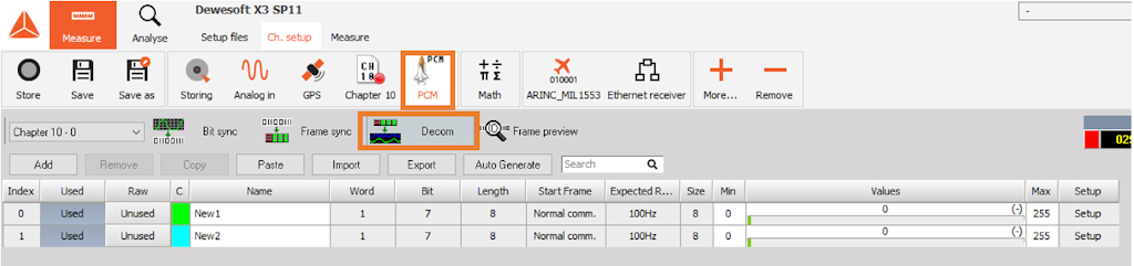Select Decom tab inside PCM Select Decom tab inside PCM