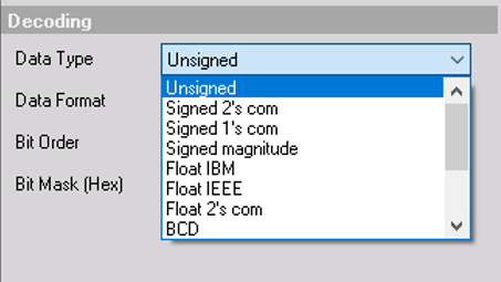 Select Data type Select Data type