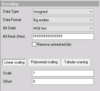 Decoding and scaling settings Decoding and scaling settings